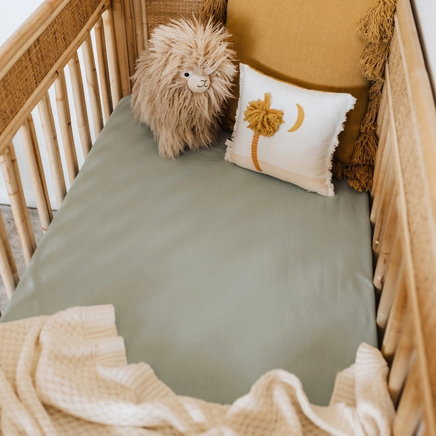 SAGE FITTED COT SHEET