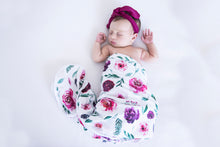 Load image into Gallery viewer, PEONY BLOOM I BABY JERSEY WRAP &amp; TOPKNOT SET