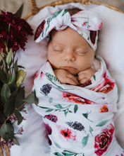 Load image into Gallery viewer, PEONY BLOOM I BABY JERSEY WRAP &amp; TOPKNOT SET